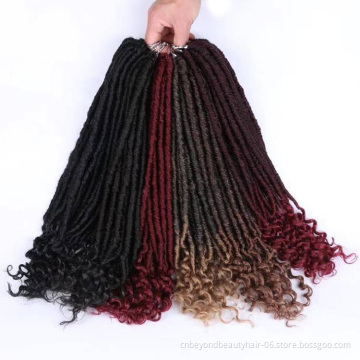 wholesale free nature soft dread ombre synthetic crochet braids hair extensions curly sister goddess faux locs